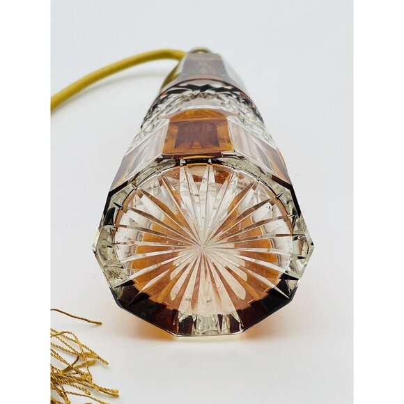 Vtg Cut To Clear Amber Crystal Glass Perfume Bottle Atomizer - Picture 8 of 9